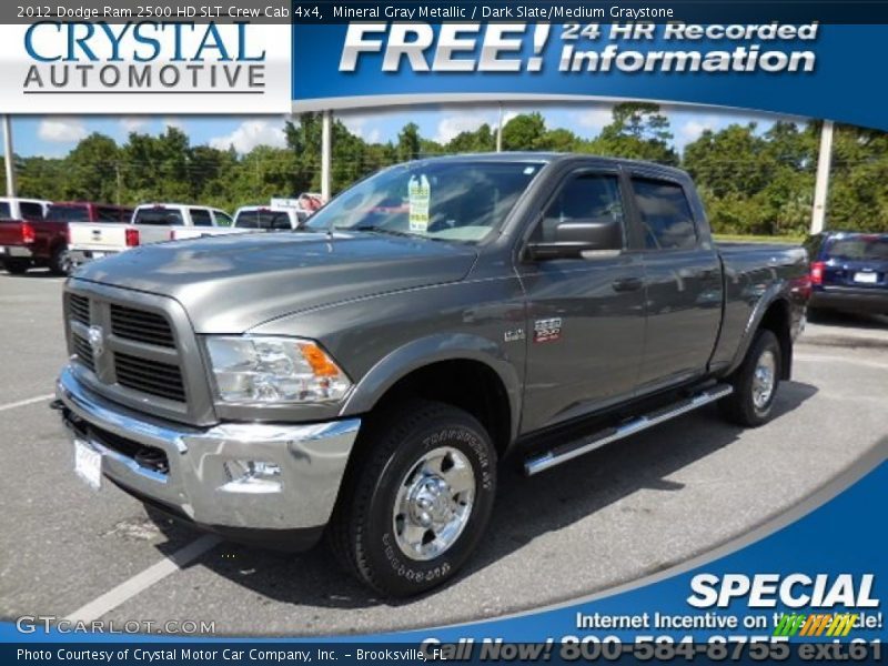 Mineral Gray Metallic / Dark Slate/Medium Graystone 2012 Dodge Ram 2500 HD SLT Crew Cab 4x4