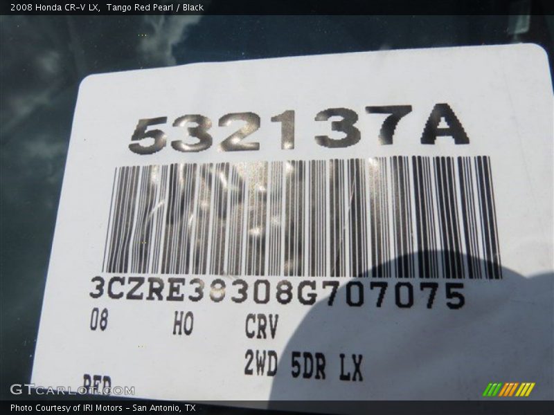 Tango Red Pearl / Black 2008 Honda CR-V LX