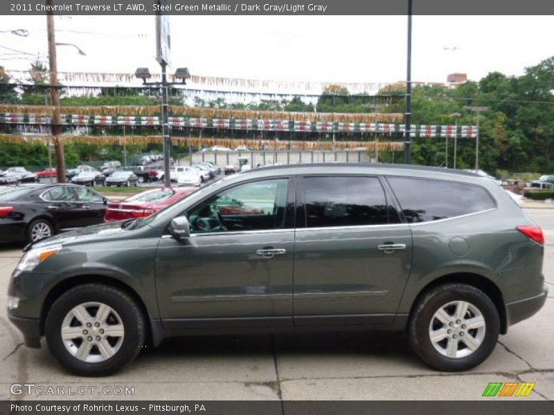 Steel Green Metallic / Dark Gray/Light Gray 2011 Chevrolet Traverse LT AWD