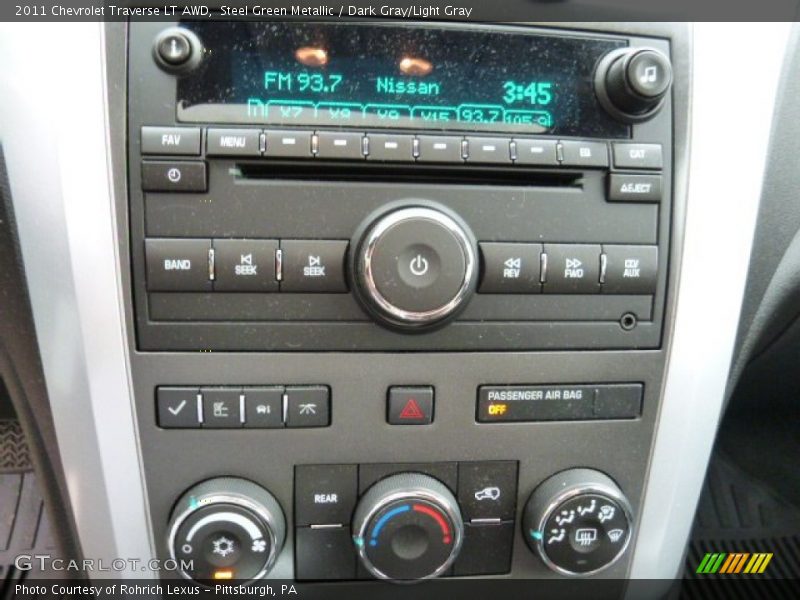 Steel Green Metallic / Dark Gray/Light Gray 2011 Chevrolet Traverse LT AWD