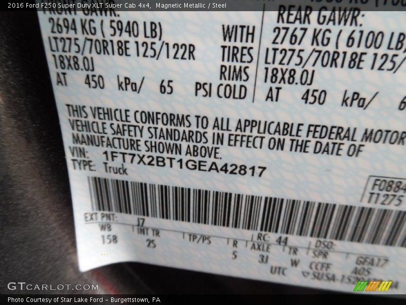 Magnetic Metallic / Steel 2016 Ford F250 Super Duty XLT Super Cab 4x4