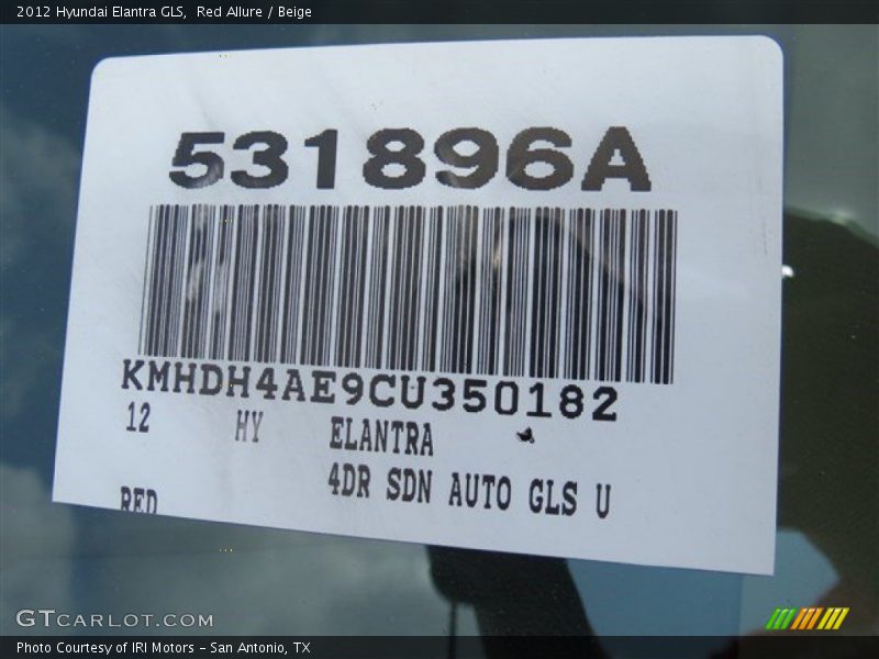 Red Allure / Beige 2012 Hyundai Elantra GLS