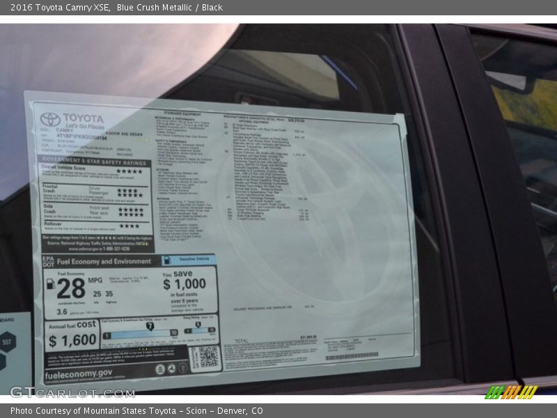 Blue Crush Metallic / Black 2016 Toyota Camry XSE