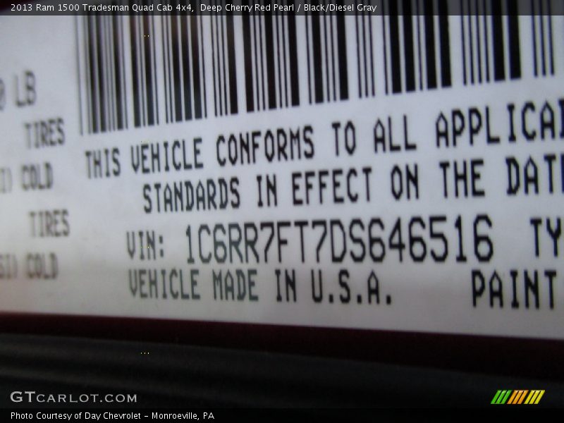Deep Cherry Red Pearl / Black/Diesel Gray 2013 Ram 1500 Tradesman Quad Cab 4x4
