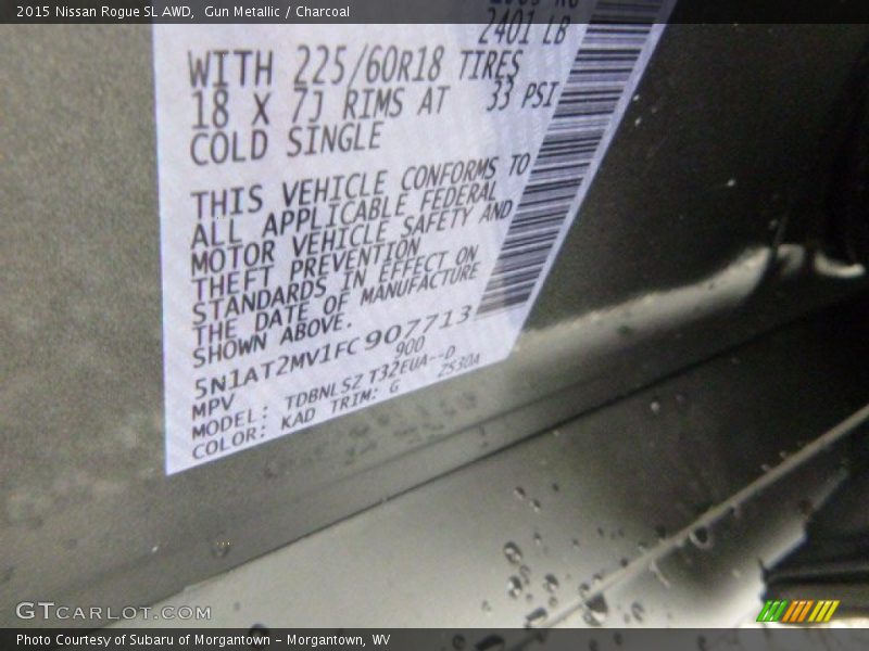 Gun Metallic / Charcoal 2015 Nissan Rogue SL AWD