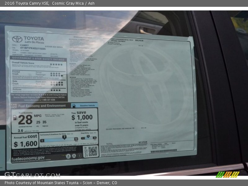 Cosmic Gray Mica / Ash 2016 Toyota Camry XSE