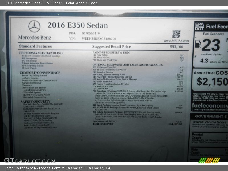 Polar White / Black 2016 Mercedes-Benz E 350 Sedan