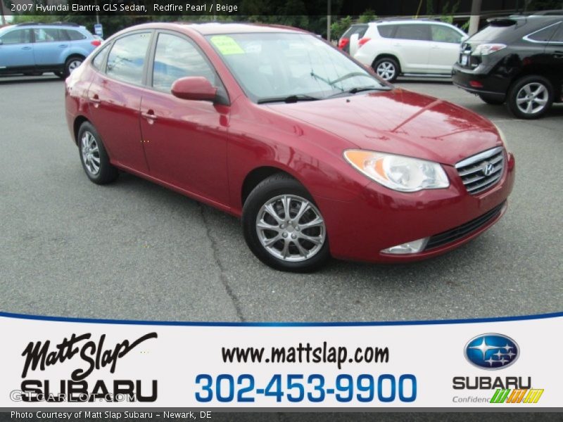 Redfire Pearl / Beige 2007 Hyundai Elantra GLS Sedan