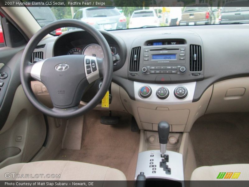 Redfire Pearl / Beige 2007 Hyundai Elantra GLS Sedan