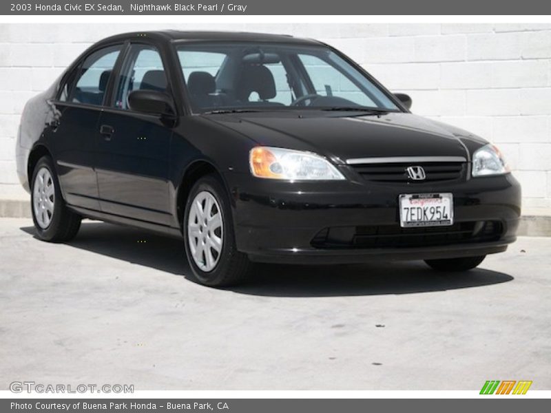 Nighthawk Black Pearl / Gray 2003 Honda Civic EX Sedan