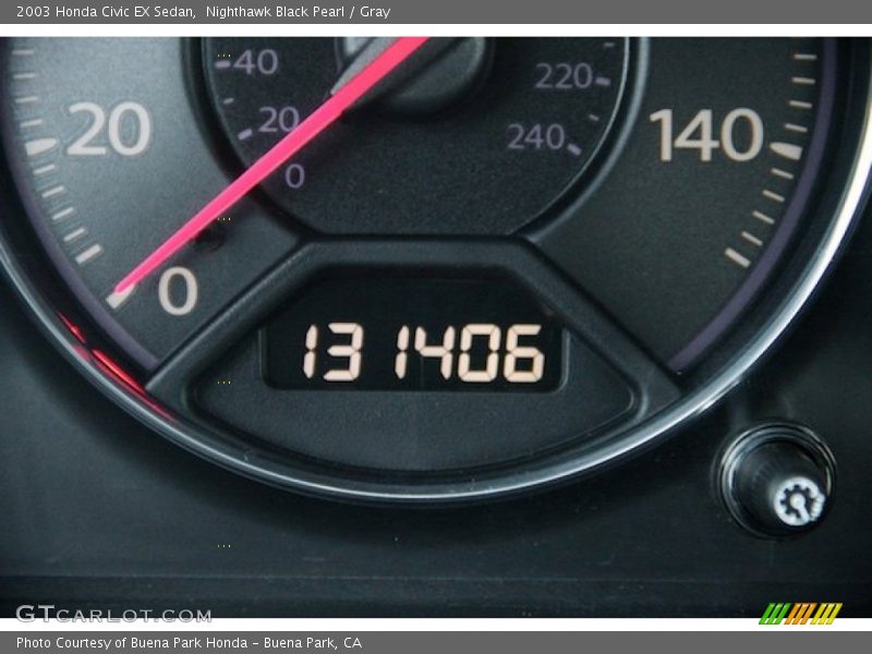 Nighthawk Black Pearl / Gray 2003 Honda Civic EX Sedan