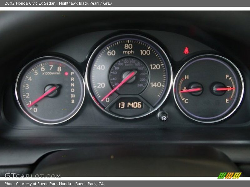 Nighthawk Black Pearl / Gray 2003 Honda Civic EX Sedan
