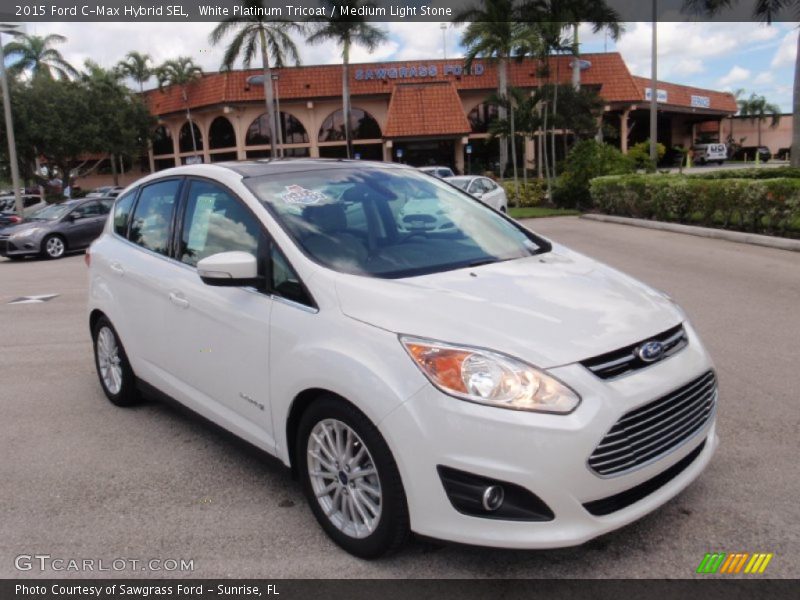 White Platinum Tricoat / Medium Light Stone 2015 Ford C-Max Hybrid SEL