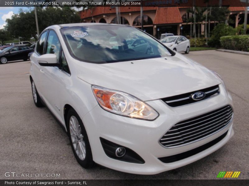 White Platinum Tricoat / Medium Light Stone 2015 Ford C-Max Hybrid SEL