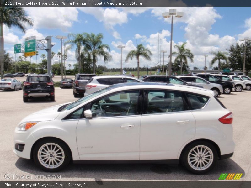 White Platinum Tricoat / Medium Light Stone 2015 Ford C-Max Hybrid SEL