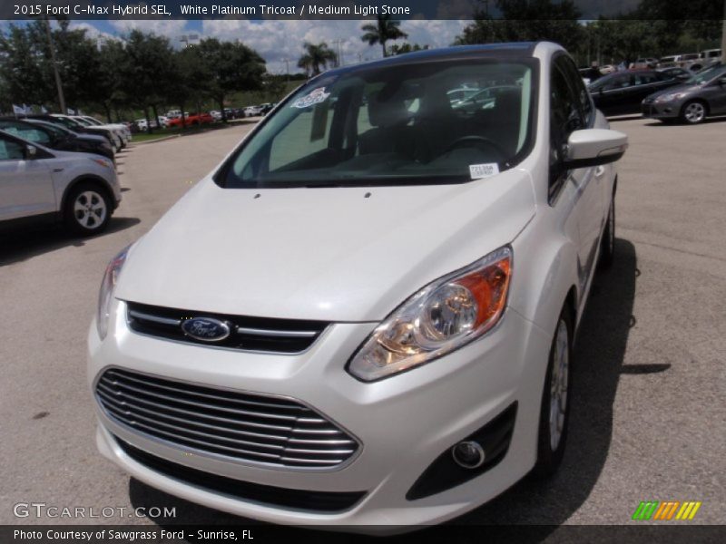 White Platinum Tricoat / Medium Light Stone 2015 Ford C-Max Hybrid SEL