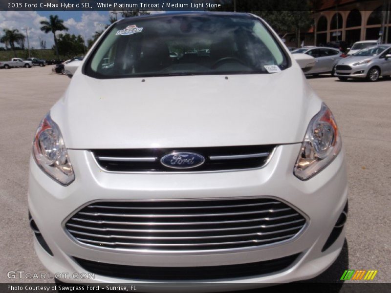 White Platinum Tricoat / Medium Light Stone 2015 Ford C-Max Hybrid SEL
