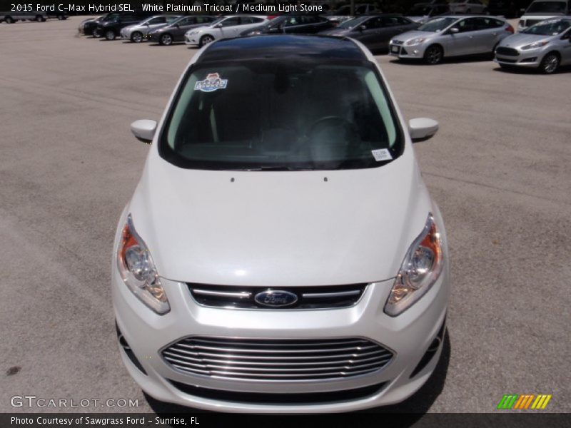 White Platinum Tricoat / Medium Light Stone 2015 Ford C-Max Hybrid SEL