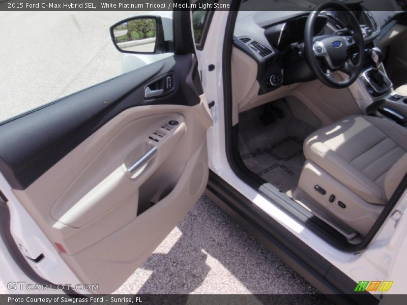White Platinum Tricoat / Medium Light Stone 2015 Ford C-Max Hybrid SEL
