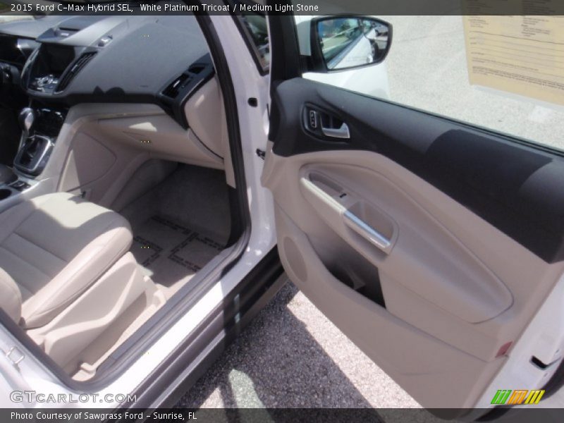White Platinum Tricoat / Medium Light Stone 2015 Ford C-Max Hybrid SEL