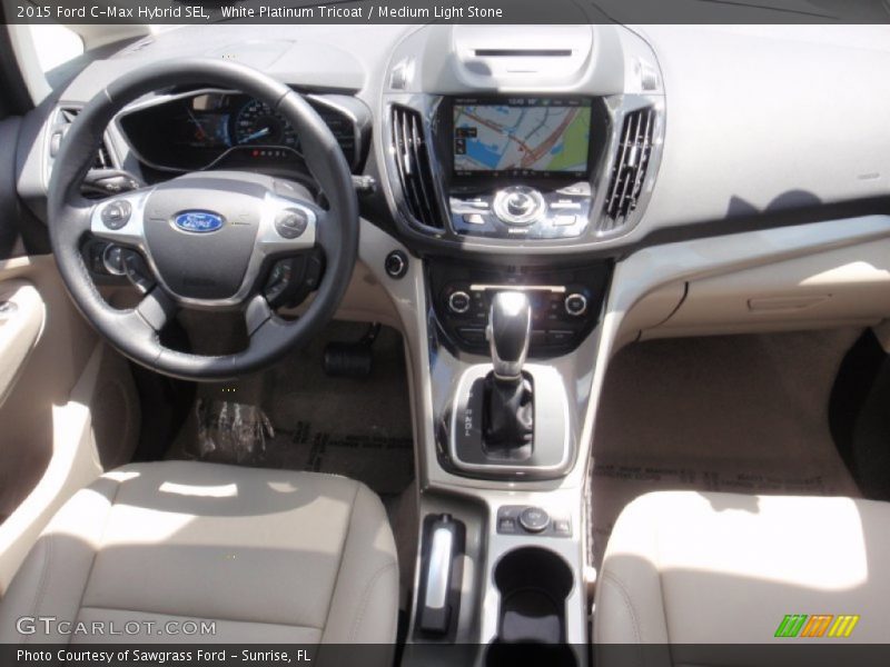 White Platinum Tricoat / Medium Light Stone 2015 Ford C-Max Hybrid SEL