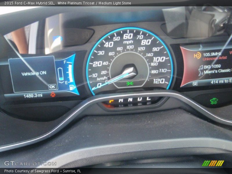 White Platinum Tricoat / Medium Light Stone 2015 Ford C-Max Hybrid SEL