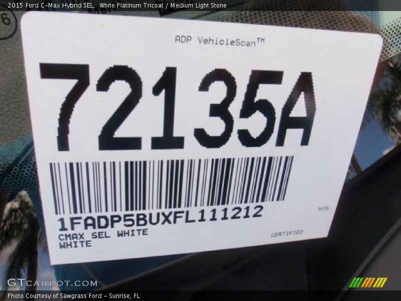White Platinum Tricoat / Medium Light Stone 2015 Ford C-Max Hybrid SEL