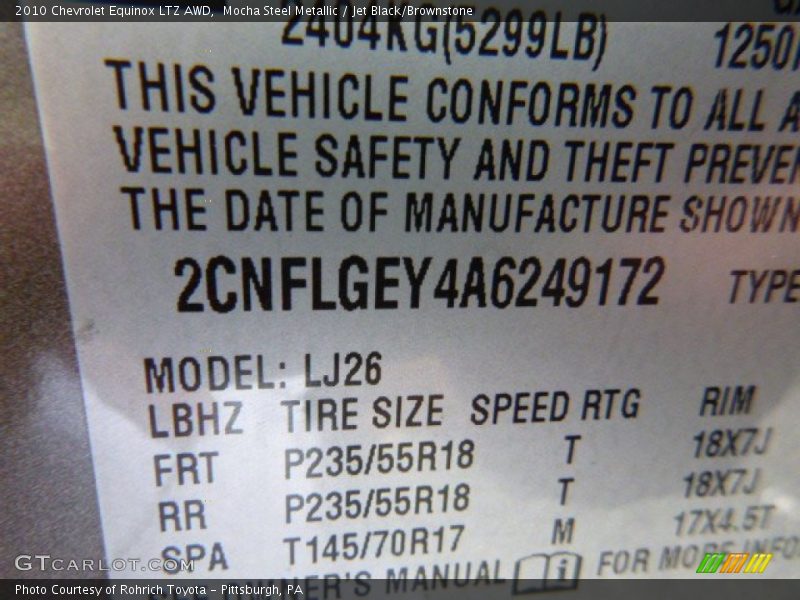 Mocha Steel Metallic / Jet Black/Brownstone 2010 Chevrolet Equinox LTZ AWD