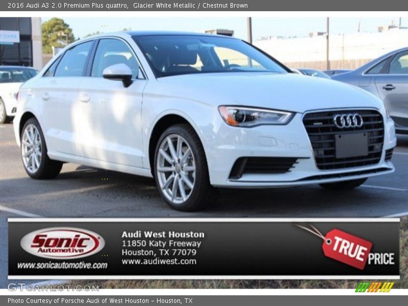 Glacier White Metallic / Chestnut Brown 2016 Audi A3 2.0 Premium Plus quattro