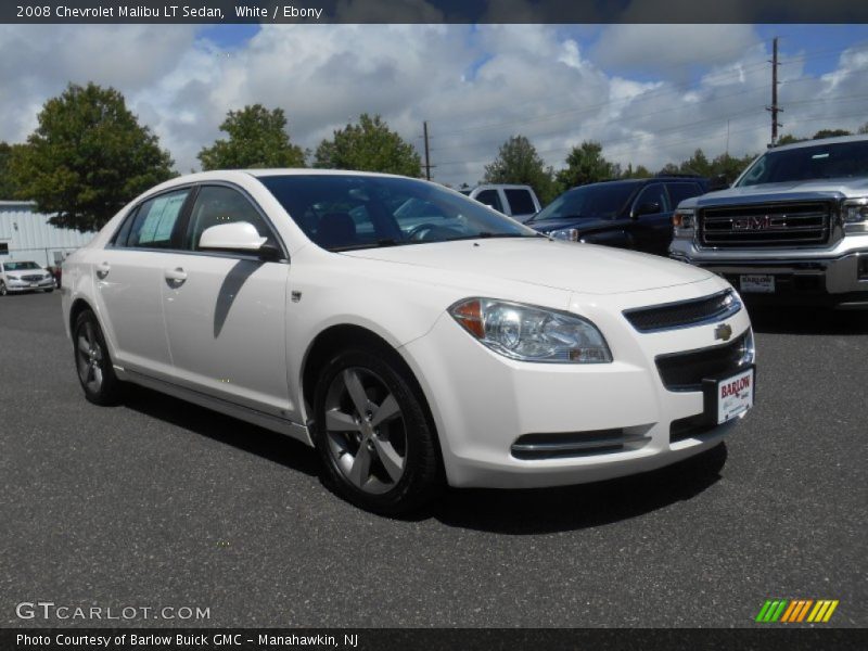 White / Ebony 2008 Chevrolet Malibu LT Sedan