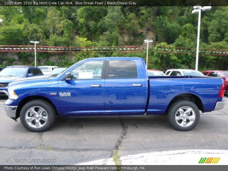 Blue Streak Pearl / Black/Diesel Gray 2015 Ram 1500 Big Horn Crew Cab 4x4