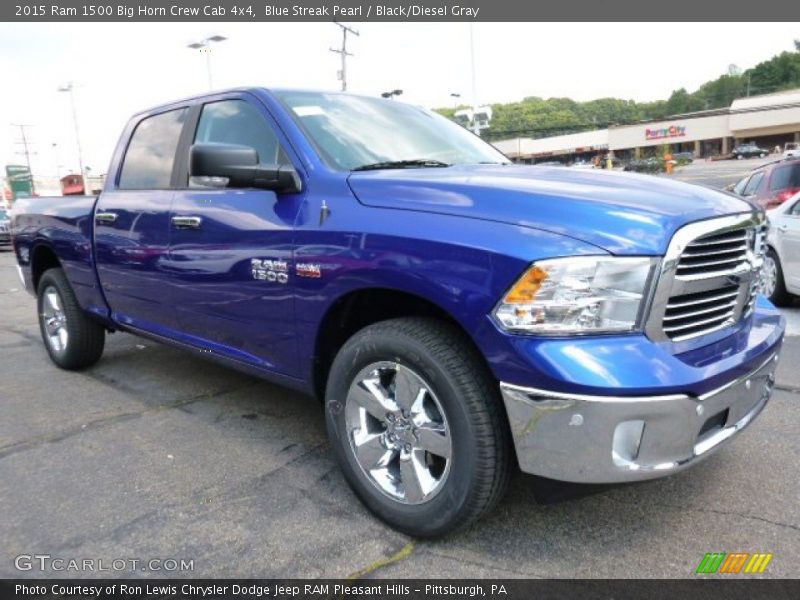 Blue Streak Pearl / Black/Diesel Gray 2015 Ram 1500 Big Horn Crew Cab 4x4