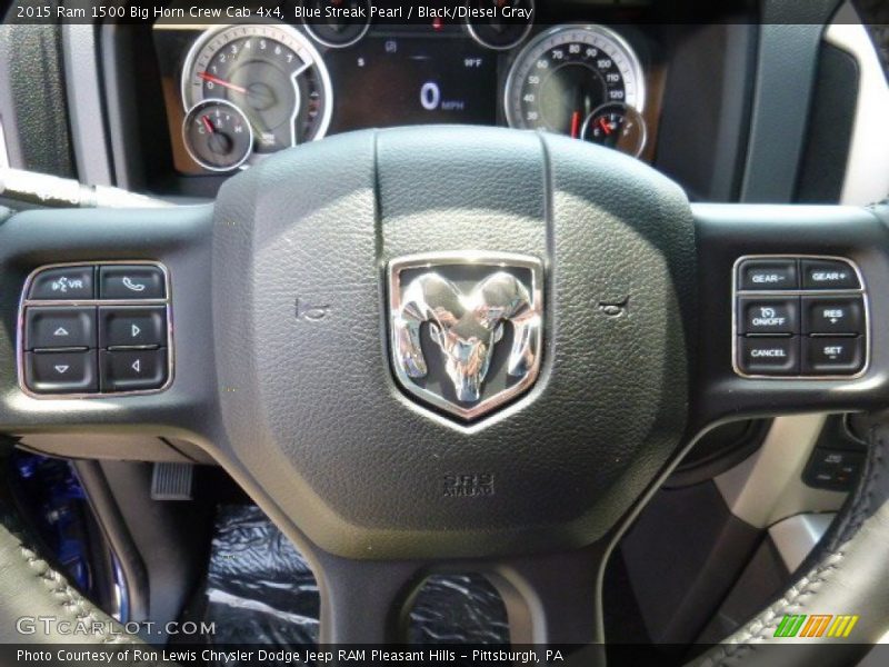 Blue Streak Pearl / Black/Diesel Gray 2015 Ram 1500 Big Horn Crew Cab 4x4