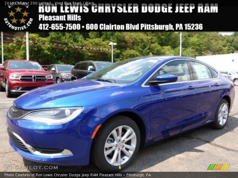 Vivid Blue Pearl / Black 2016 Chrysler 200 Limited