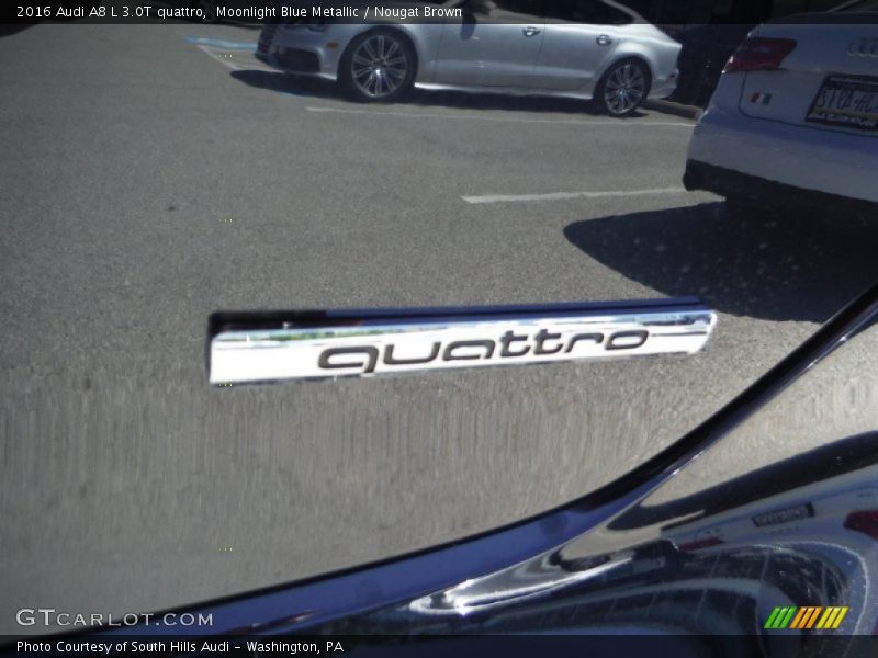 Moonlight Blue Metallic / Nougat Brown 2016 Audi A8 L 3.0T quattro