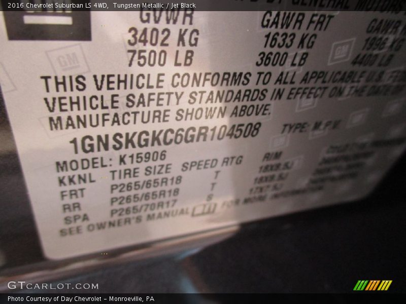 Tungsten Metallic / Jet Black 2016 Chevrolet Suburban LS 4WD
