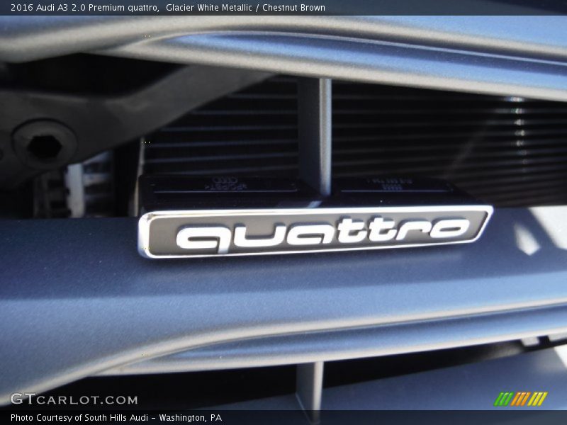 Glacier White Metallic / Chestnut Brown 2016 Audi A3 2.0 Premium quattro