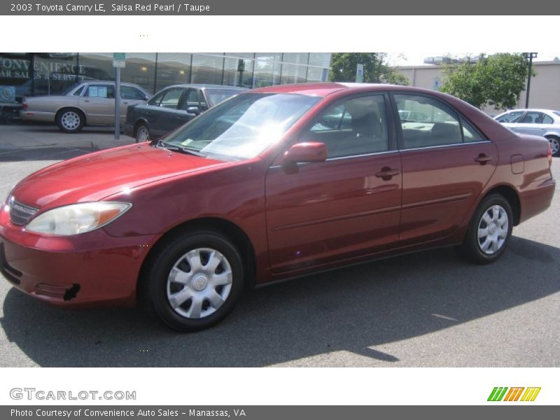 Salsa Red Pearl / Taupe 2003 Toyota Camry LE