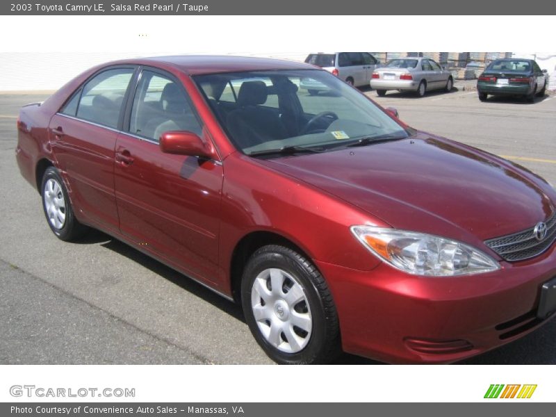 Salsa Red Pearl / Taupe 2003 Toyota Camry LE