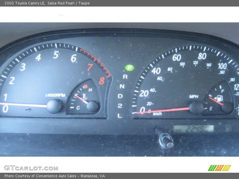 Salsa Red Pearl / Taupe 2003 Toyota Camry LE