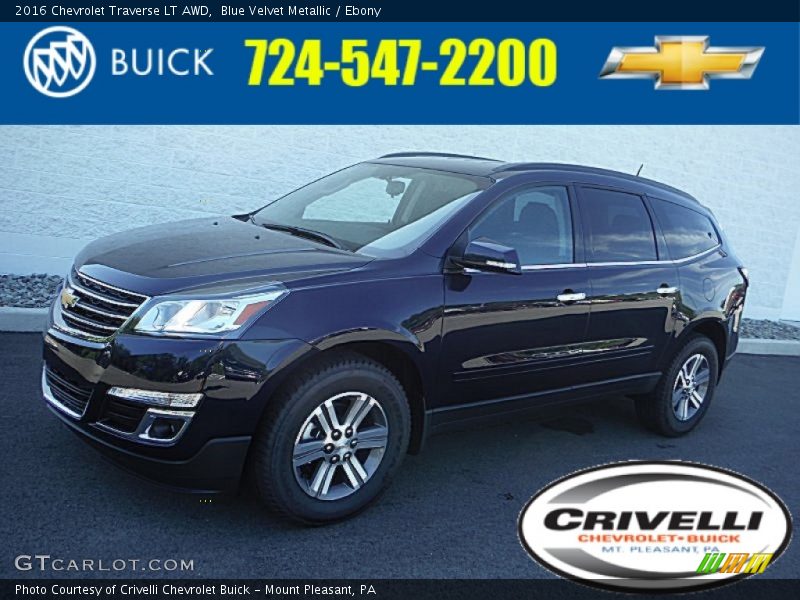 Blue Velvet Metallic / Ebony 2016 Chevrolet Traverse LT AWD