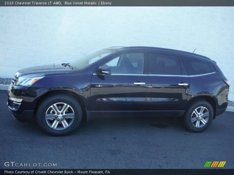 Blue Velvet Metallic / Ebony 2016 Chevrolet Traverse LT AWD