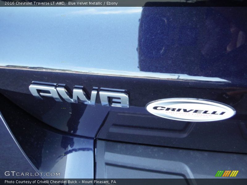 Blue Velvet Metallic / Ebony 2016 Chevrolet Traverse LT AWD