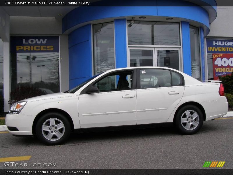 White / Gray 2005 Chevrolet Malibu LS V6 Sedan