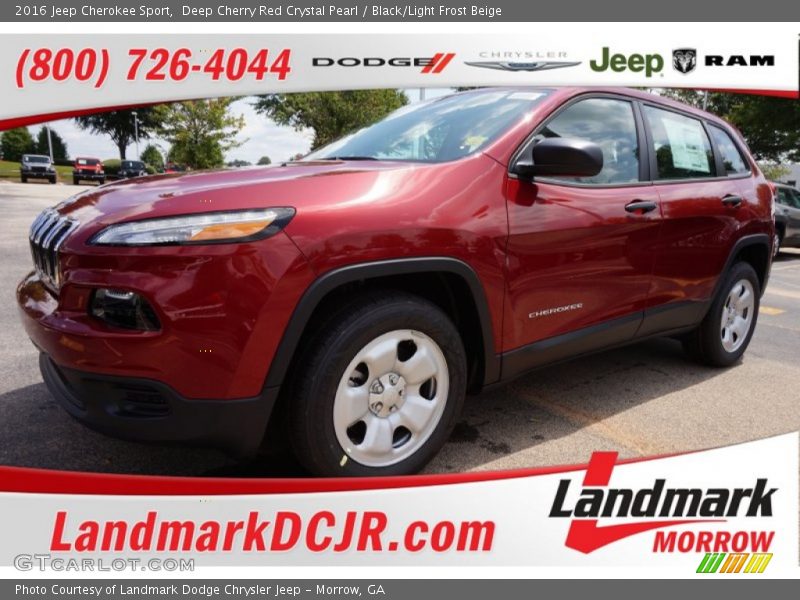 Deep Cherry Red Crystal Pearl / Black/Light Frost Beige 2016 Jeep Cherokee Sport