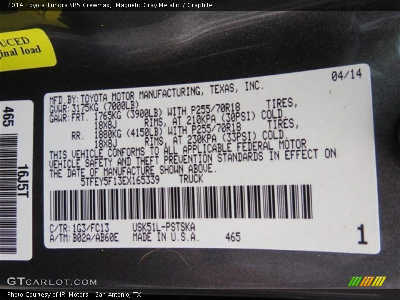 Magnetic Gray Metallic / Graphite 2014 Toyota Tundra SR5 Crewmax