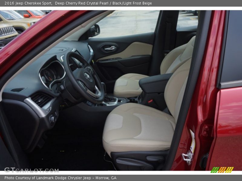 Deep Cherry Red Crystal Pearl / Black/Light Frost Beige 2016 Jeep Cherokee Sport