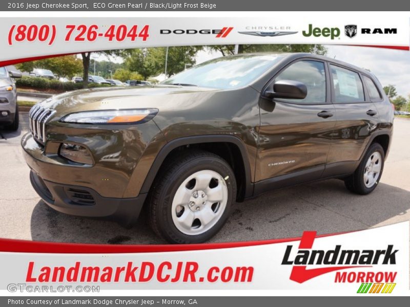 ECO Green Pearl / Black/Light Frost Beige 2016 Jeep Cherokee Sport