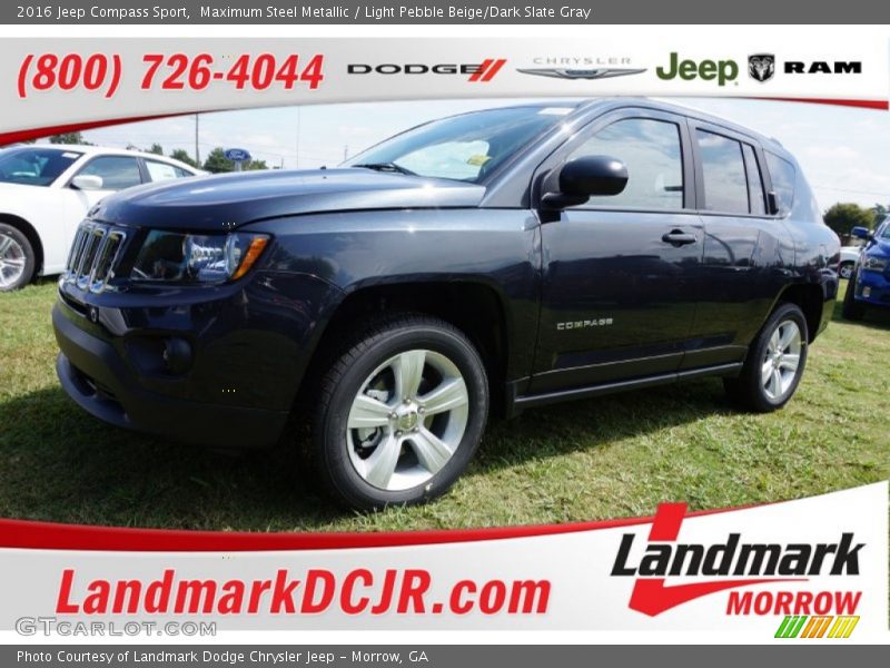 Maximum Steel Metallic / Light Pebble Beige/Dark Slate Gray 2016 Jeep Compass Sport