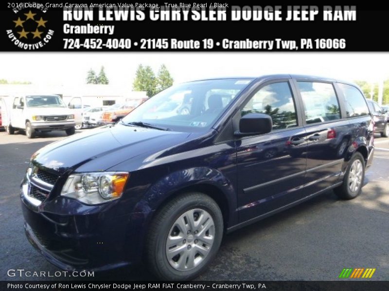 True Blue Pearl / Black 2016 Dodge Grand Caravan American Value Package
